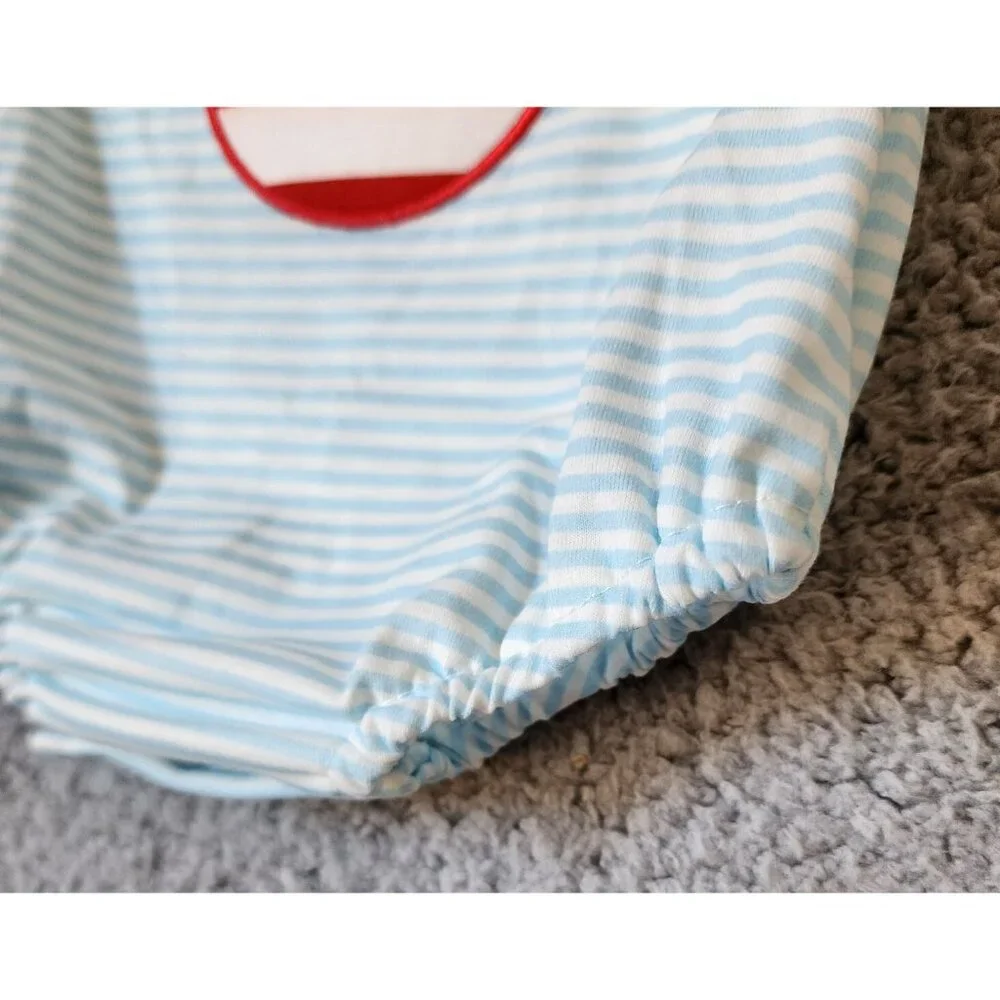 Abby & Evie Red White Blue‎ USA Embroidered Mickey Head One Piece Romper Size 6M